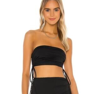 L*Space Kim Bikini Top in Black Strapless Tube Size Small NWT